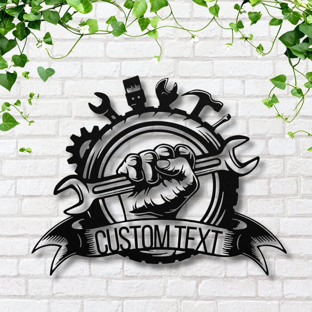 Personalized Mechanic Sign - Custom Garage Sign | Durable Steel Workshop Metal Plaque