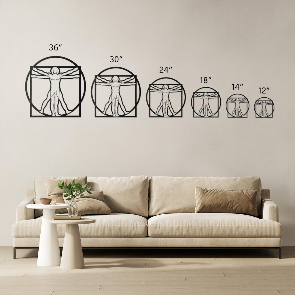 Vitruvian Man Metal Art - Leonardo Da Vinci Sign | Anatomical Wall Decor