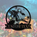 Personalized Scuba Diver Art - Custom Dive Sign | Ocean Wall Decor & Sea Turtle Gift