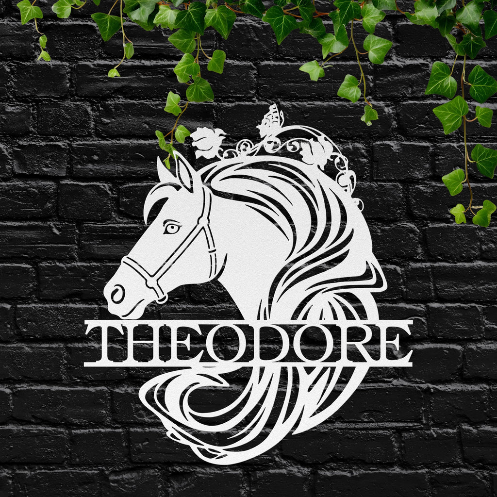Personalized Horse Head Metal Sign, Equestrian Name Plaque