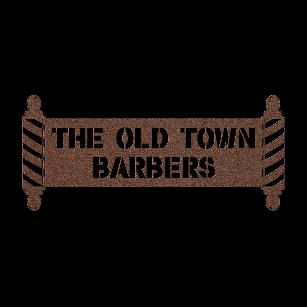 Custom Metal Barbershop Sign: Barber Pole Logo, Personalized Business Decor