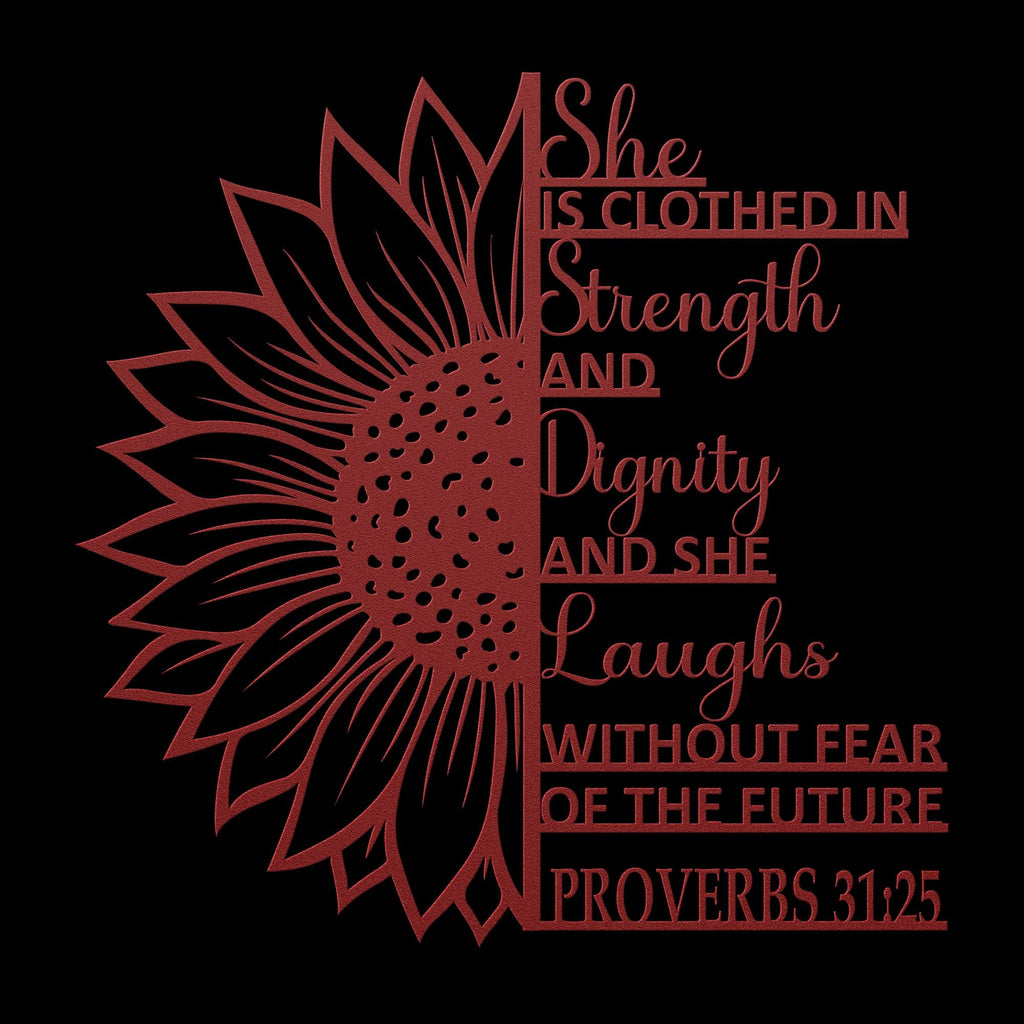 Christian Metal Wall Art, Proverbs 31:25, Faith Home Decor