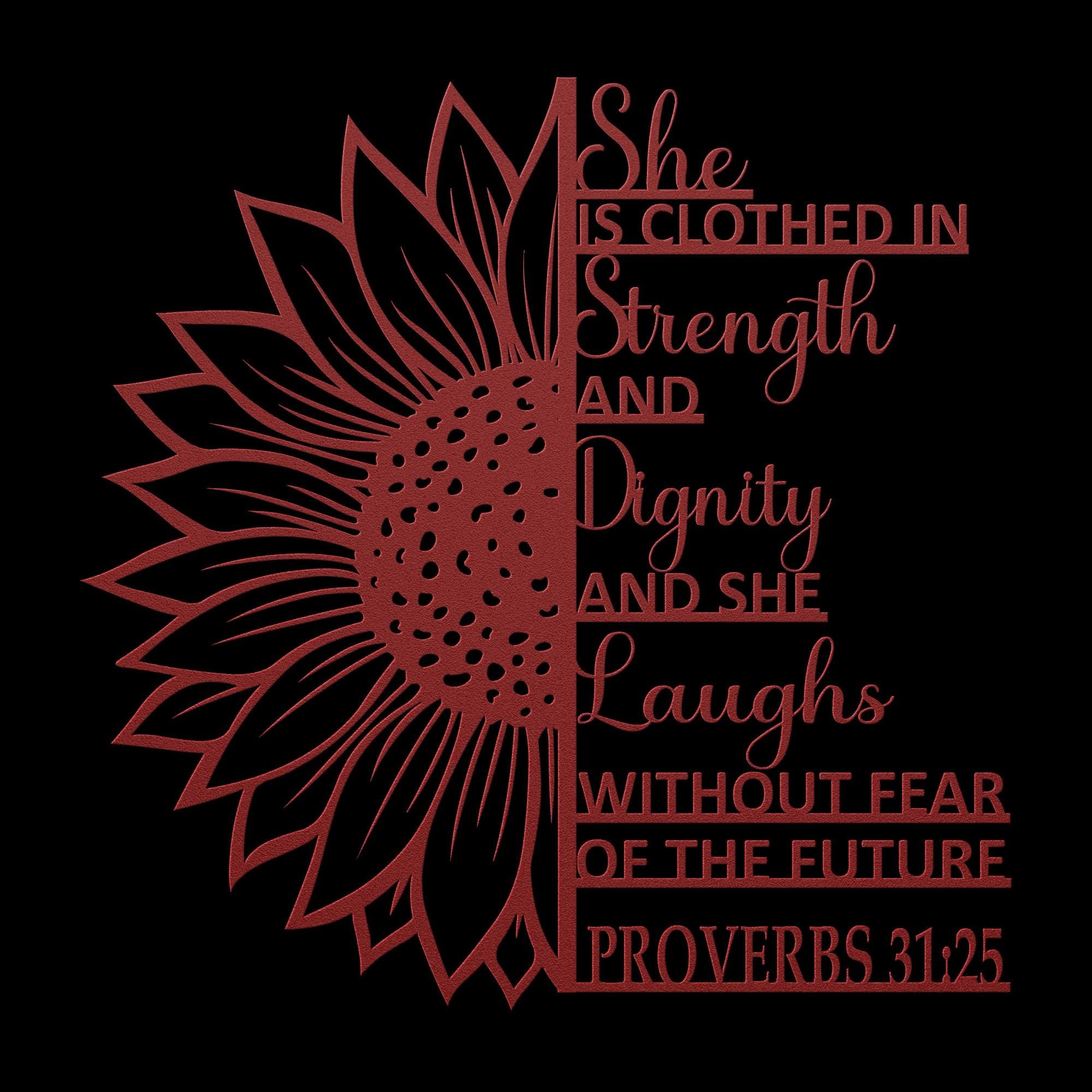 Christian Metal Wall Art, Proverbs 31:25, Faith Home Decor