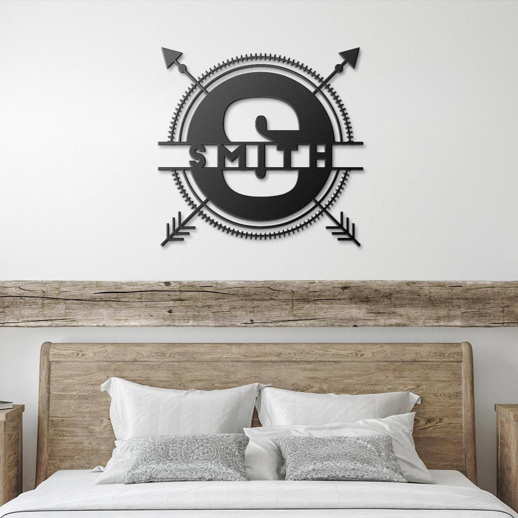 Personalized Circle Metal Sign with Arrows - Custom Logo or Name