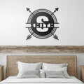 Personalized Circle Metal Sign with Arrows - Custom Logo or Name