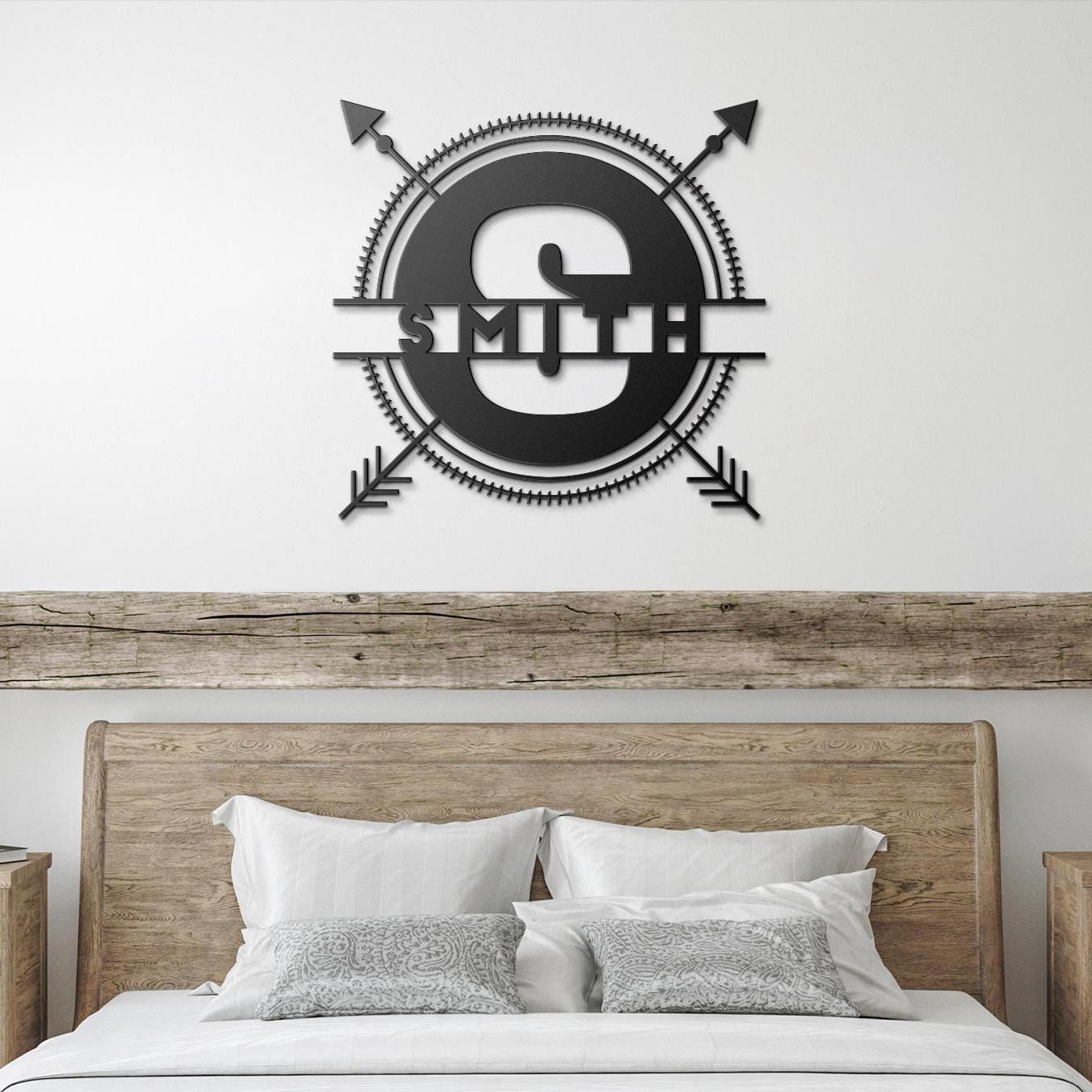 Personalized Circle Metal Sign with Arrows - Custom Logo or Name