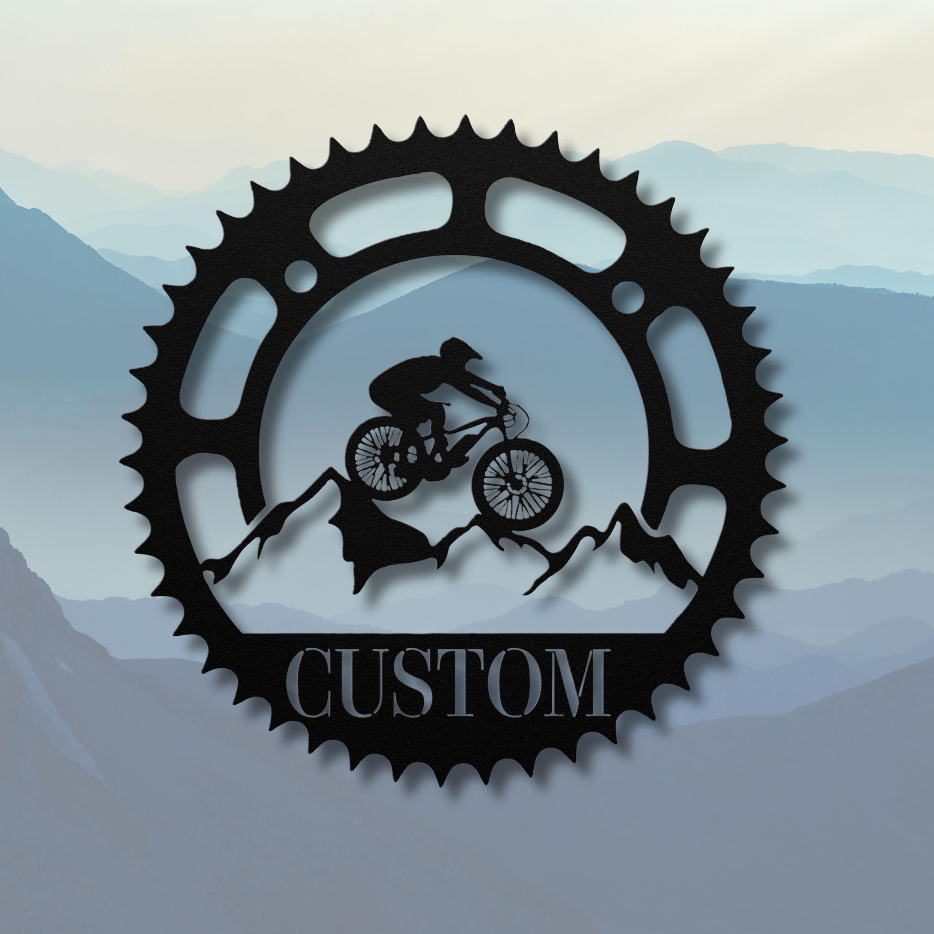 Custom Biker Metal Sign – Mountain Bike Art | Personalized Sports Sign & Garage Decor