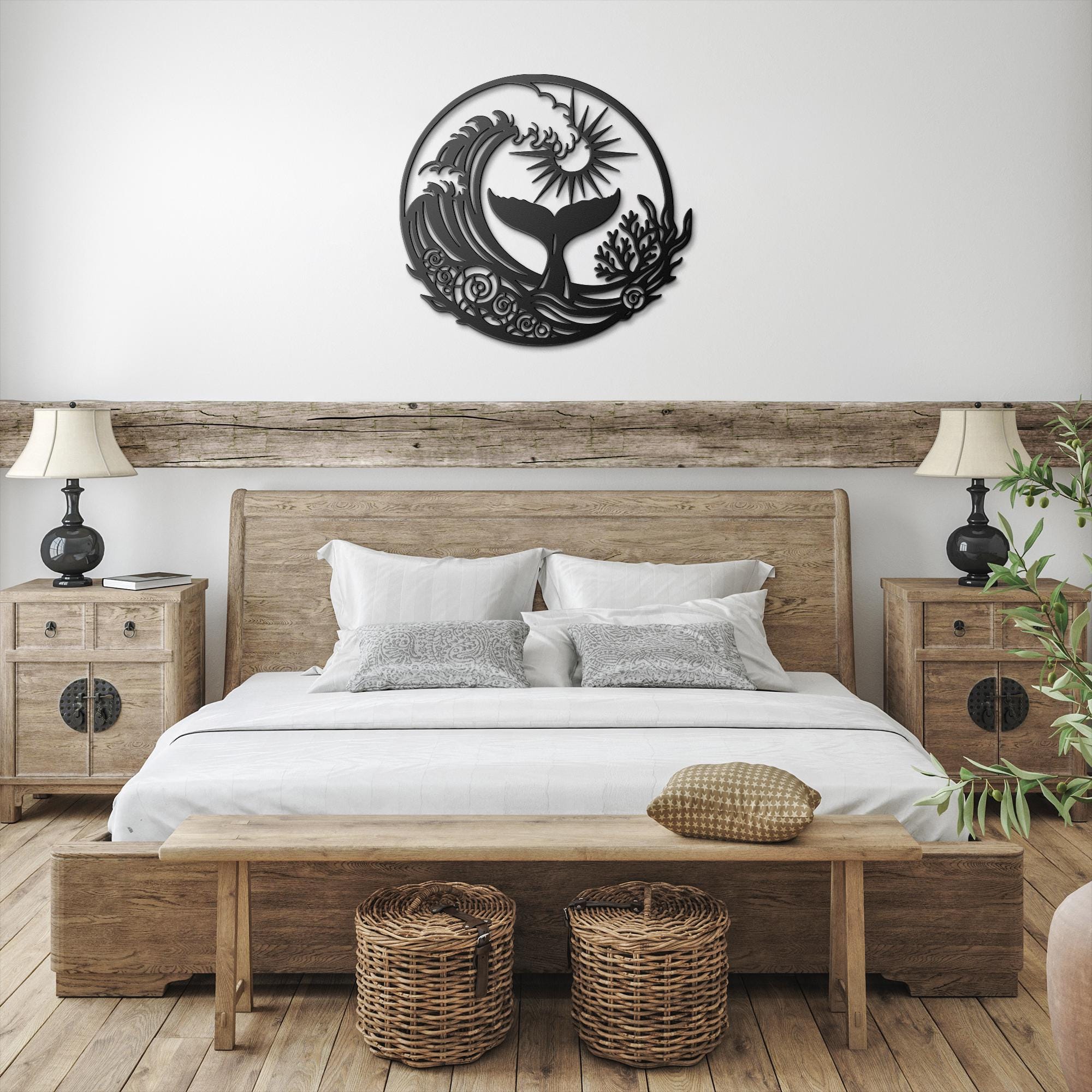 Whale Tail Metal Wall Art, Ocean Wave Sign, Nautical Decor, Beach House Gift, Sea Life Wall Art