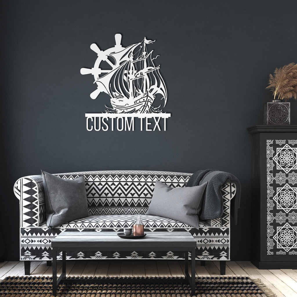 Custom Ship Metal Sign | Personalized Sailing Home Decor | Nautical Pirate Boat Wall Art Gift