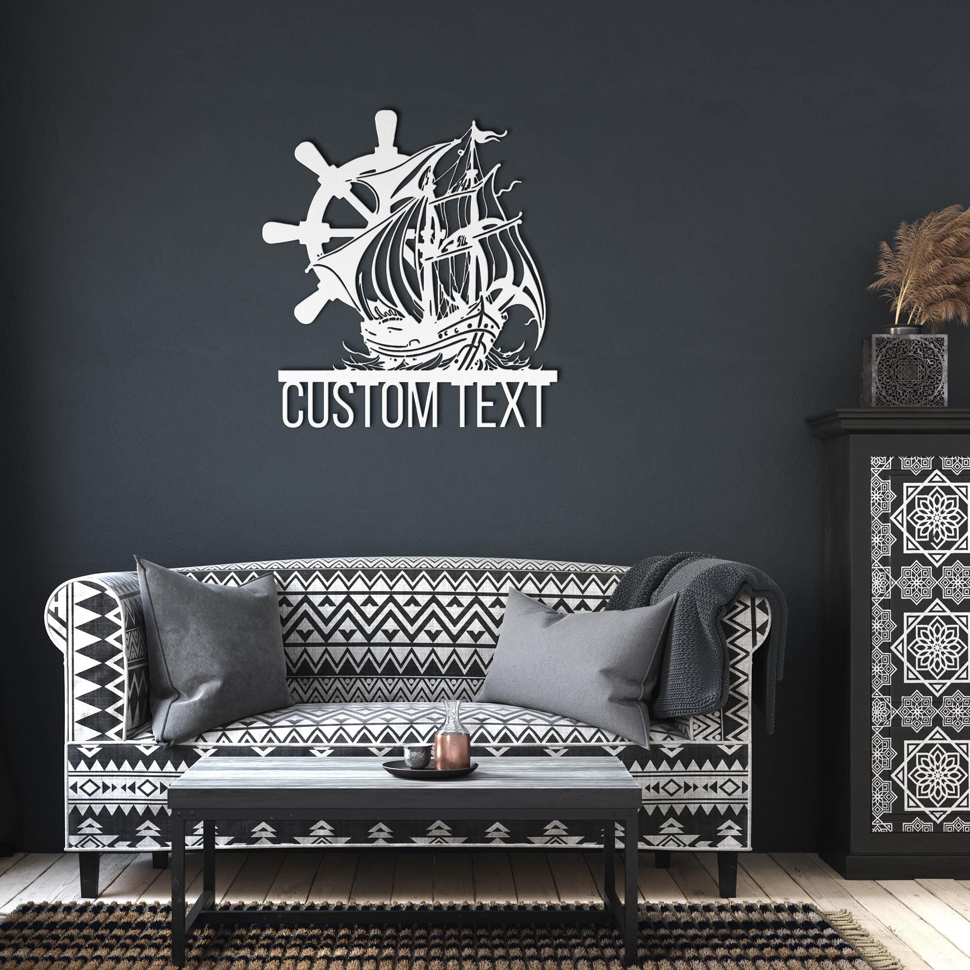 Custom Ship Metal Sign | Personalized Sailing Home Decor | Nautical Pirate Boat Wall Art Gift