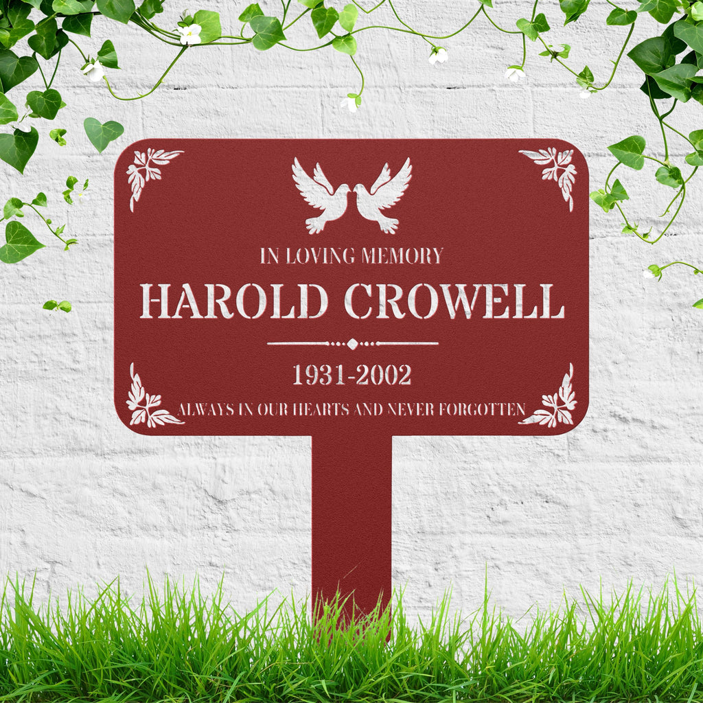 Personalized Memorial Grave Marker, Dove Sympathy Gift, Custom Cemetery Plaque Sign