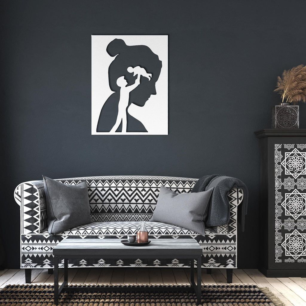 Family Silhouette Metal Wall Art, Minimalist Nursery Decor