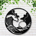 Wave Metal Wall Art, Japanese Coastal Decor