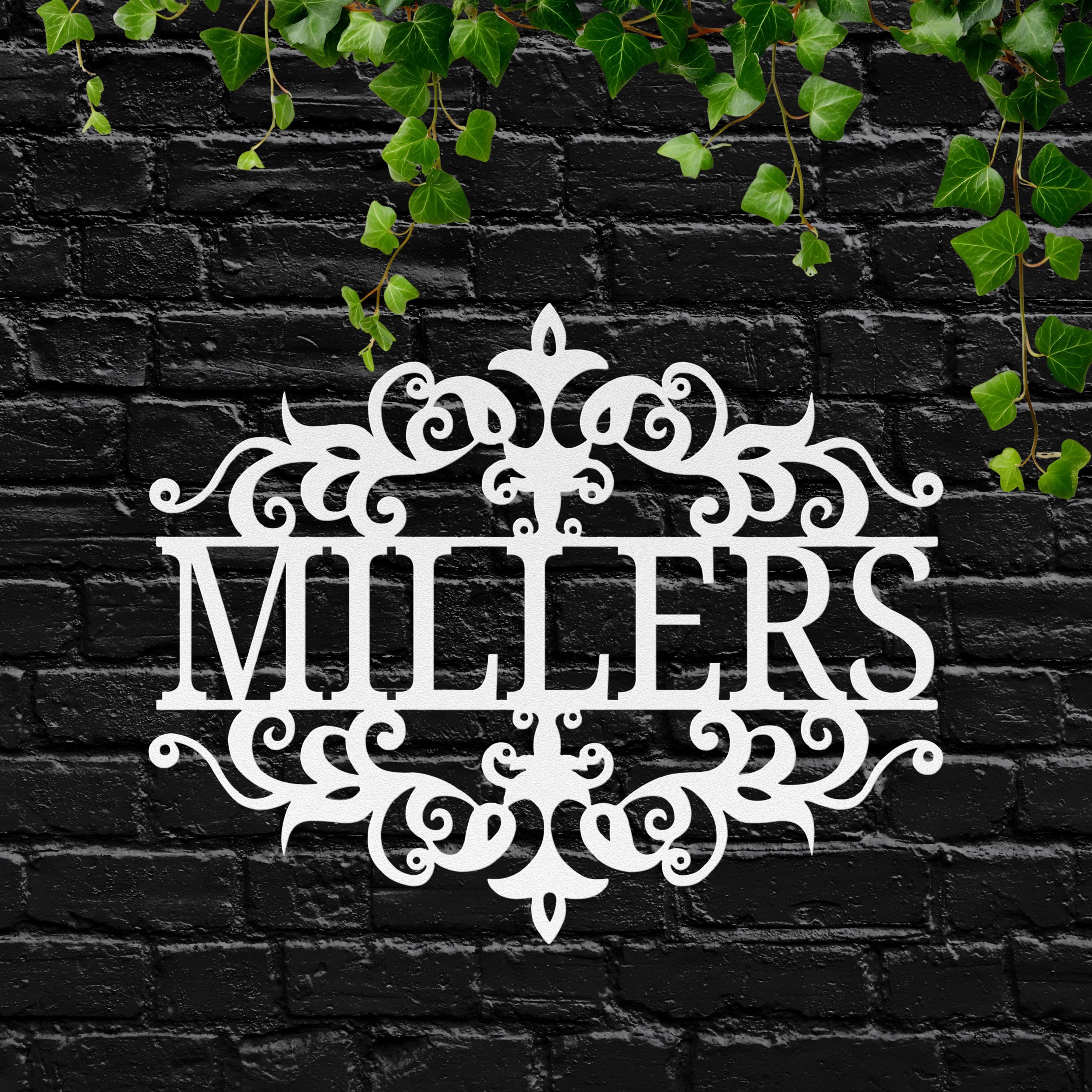 Personalized Last Name Metal Sign | Custom Family Gift | Elegant Scrollwork Die Cut | Monogram Welcome Sign | Housewarming Decor