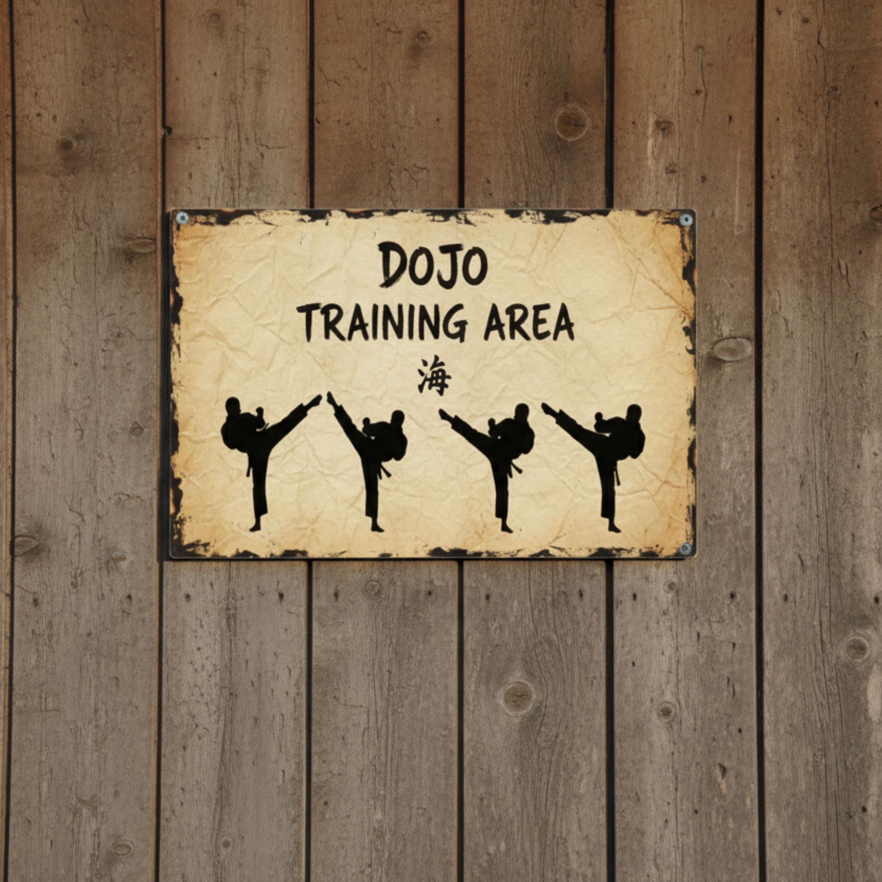 Dojo Training Sign – Vintage Martial Arts Decor | Custom Metal Karate Wall Art