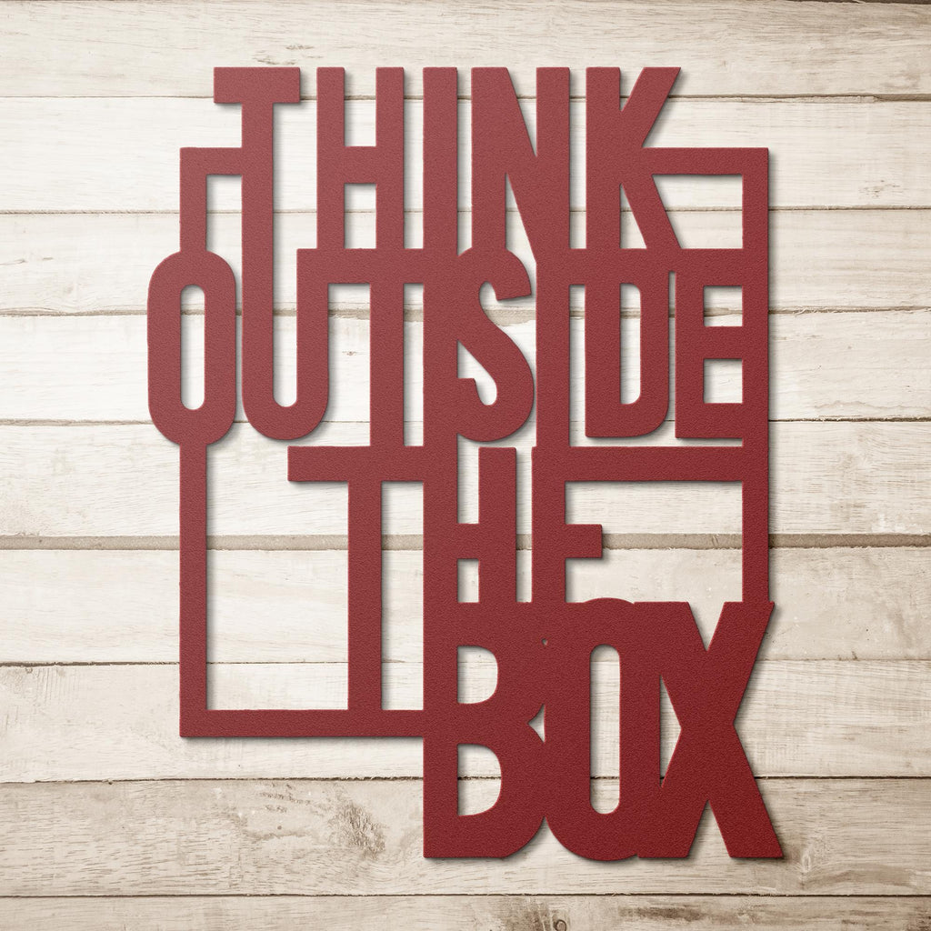 Motivational Metal Sign – Think Outside Box Decor | Durable Steel Office Wall Art