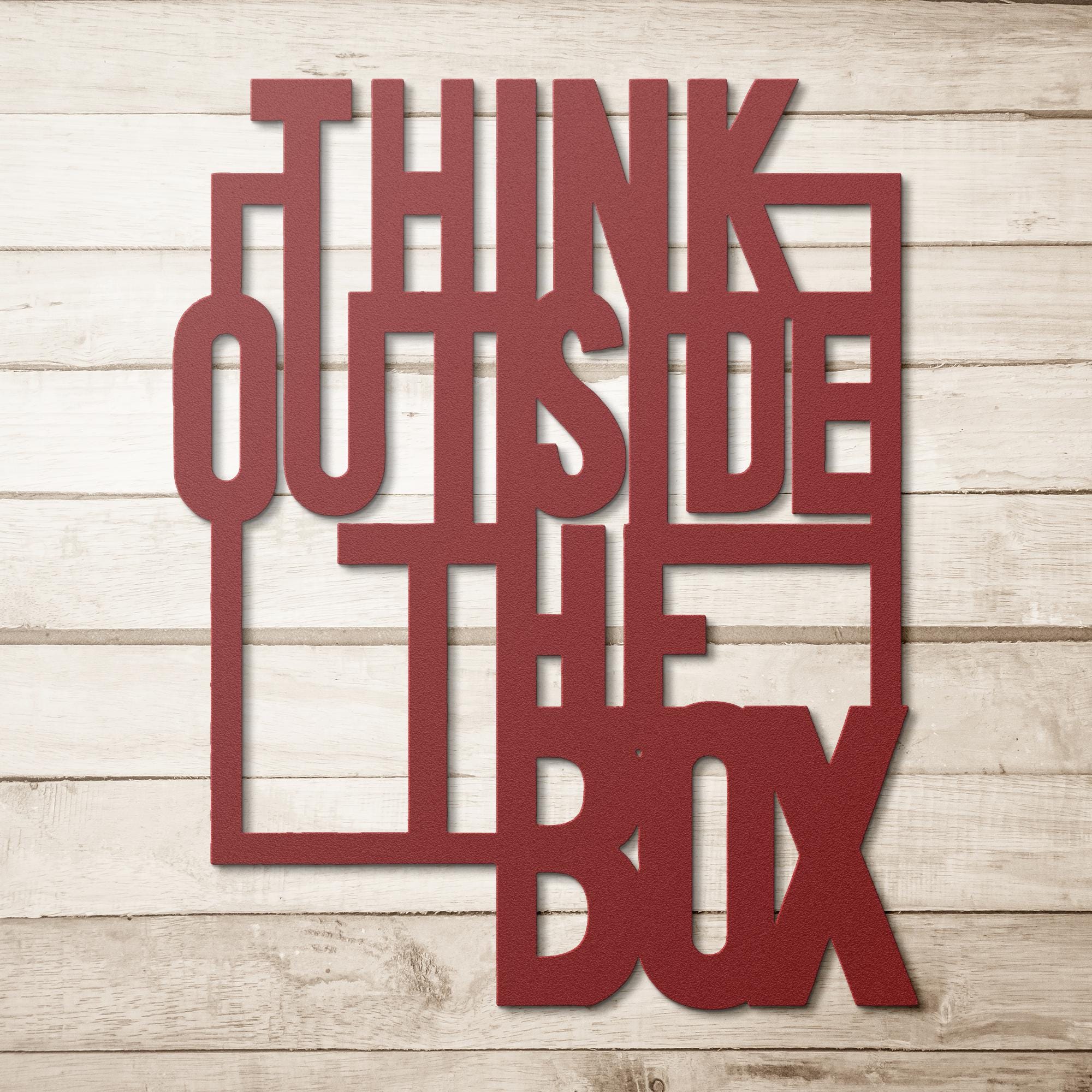 Motivational Metal Sign – Think Outside Box Decor | Durable Steel Office Wall Art