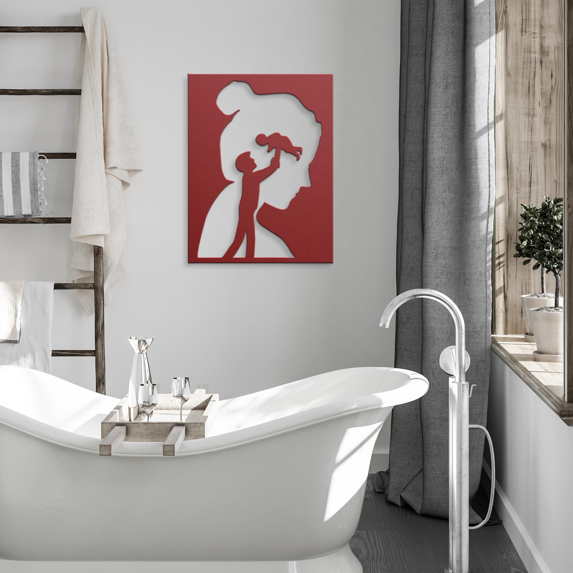 Family Silhouette Metal Wall Art, Minimalist Nursery Decor