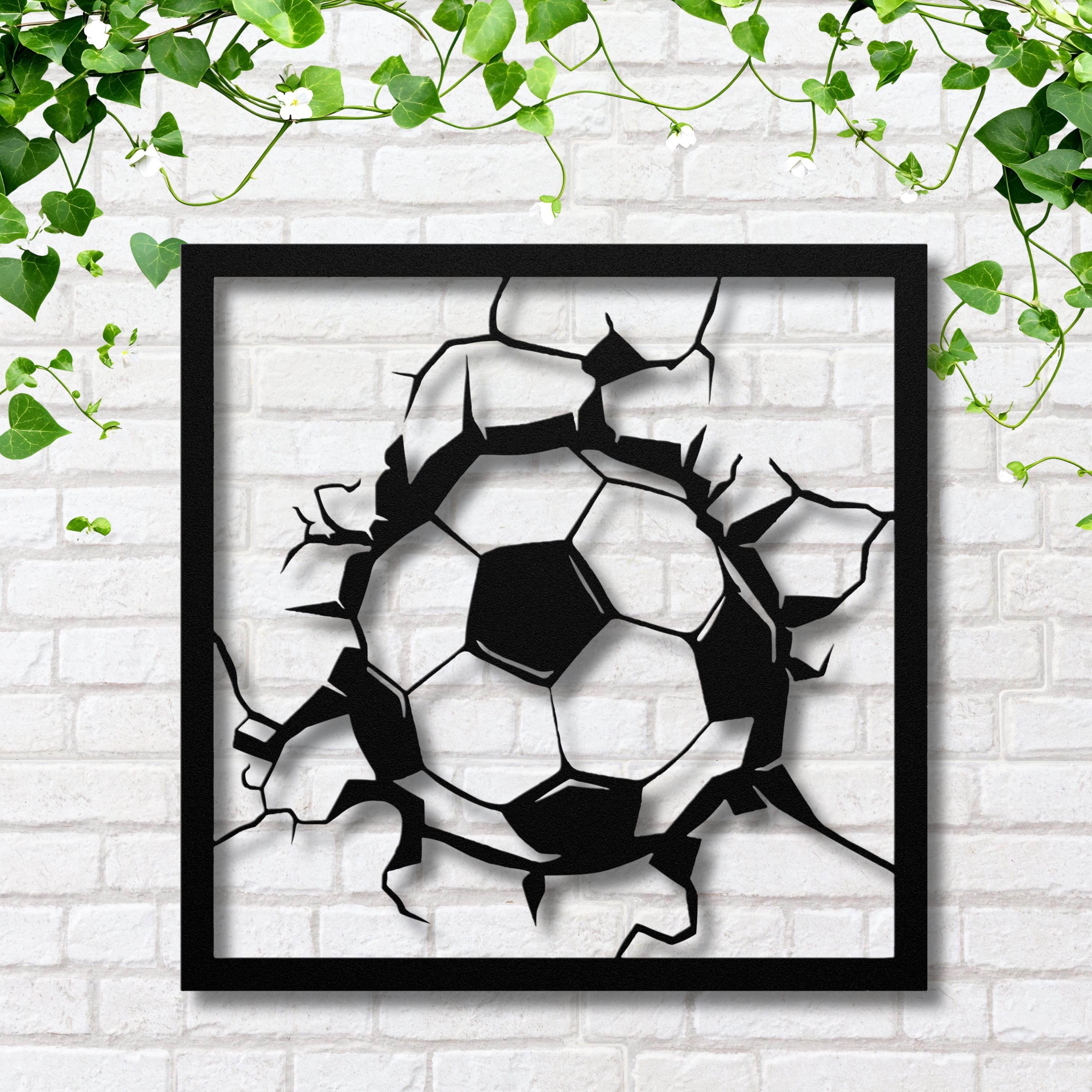 Soccer Ball Metal Wall Art, Cracking Wall Decor, Sports Fan Gift