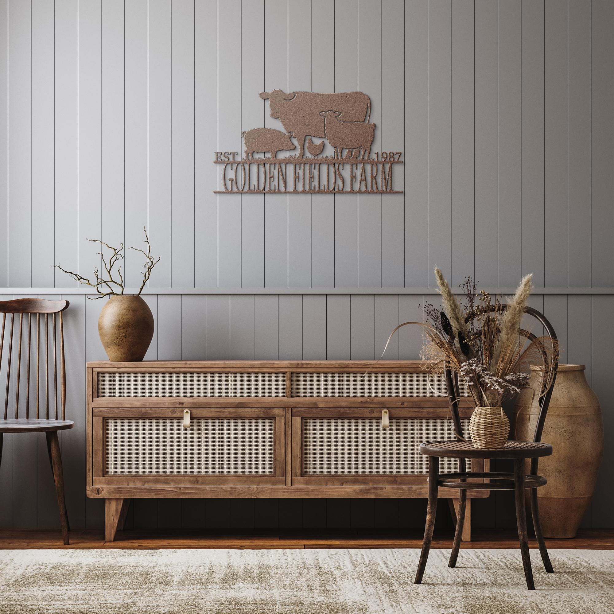 Custom Metal Farm Sign: Ranch Name, Livestock Silhouette, Outdoor Decor