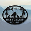 Personalized Wolf Sign | Custom Metal Sign With Wolf Pack Silhouette & Mountain Wall Art