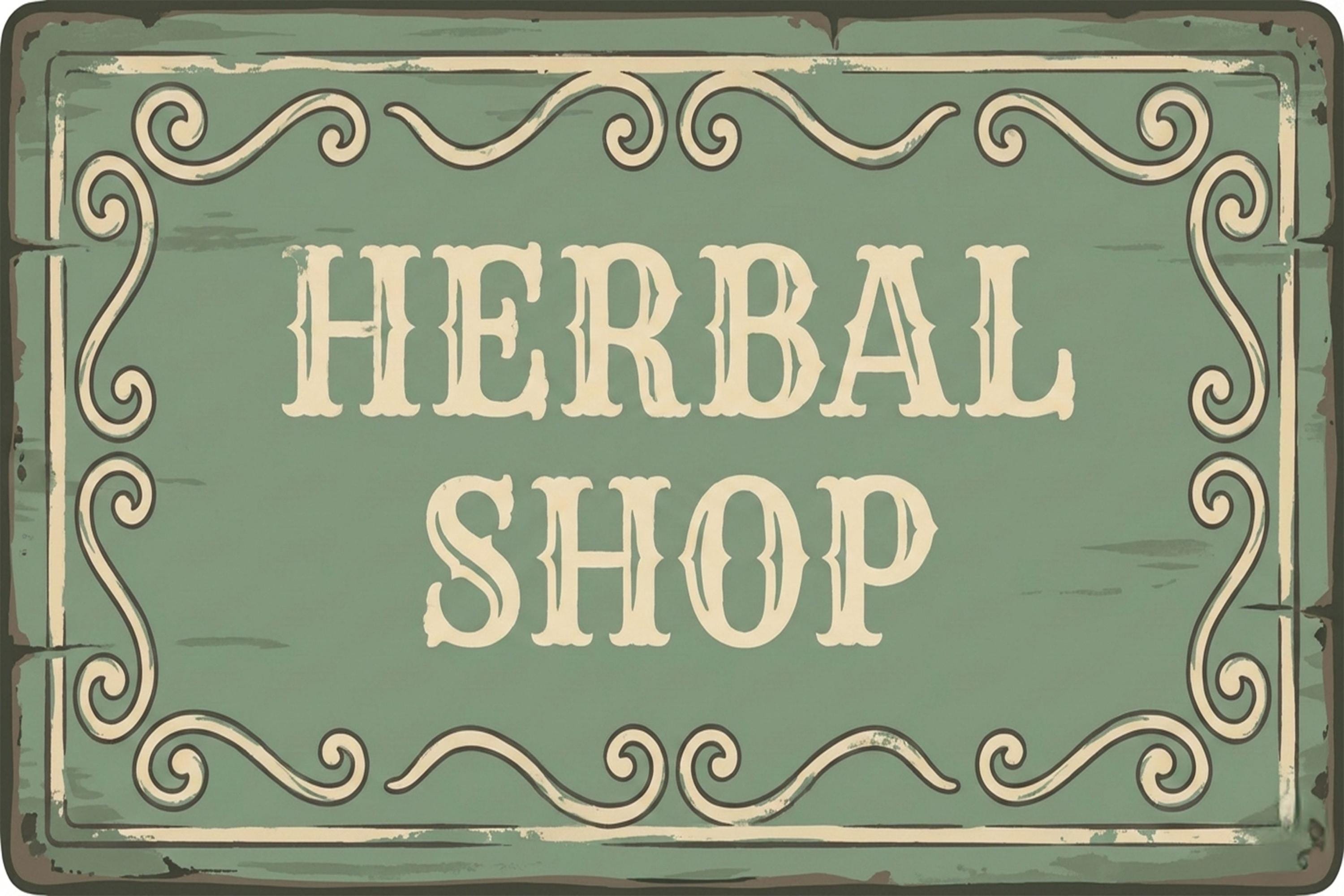 Rustic Herbal Shop Sign, Apothecary Natural Wellness Vintage Metal Plaque, Health Decor