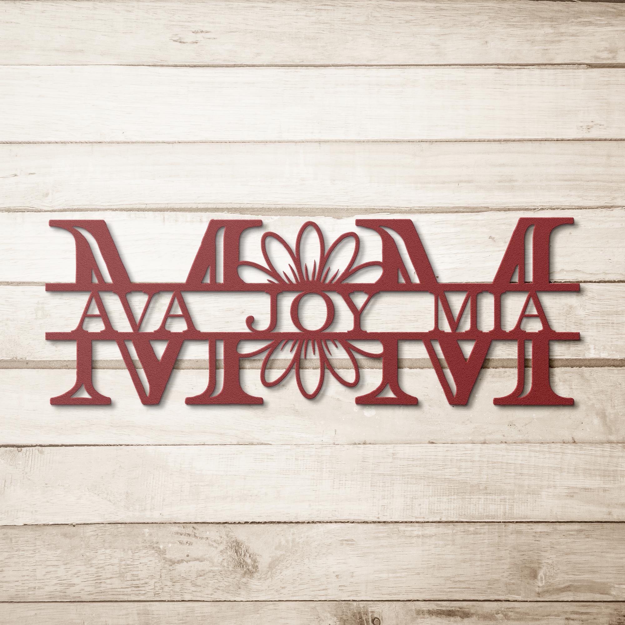 Personalized Mom Sign - Custom Metal Wall Art | Floral Gift With Kids Names