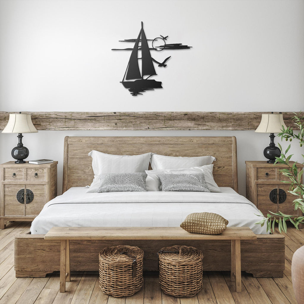 Sailboat Metal Wall Art – Nautical Metal Sign | Coastal Home Decor, Durable Steel Art