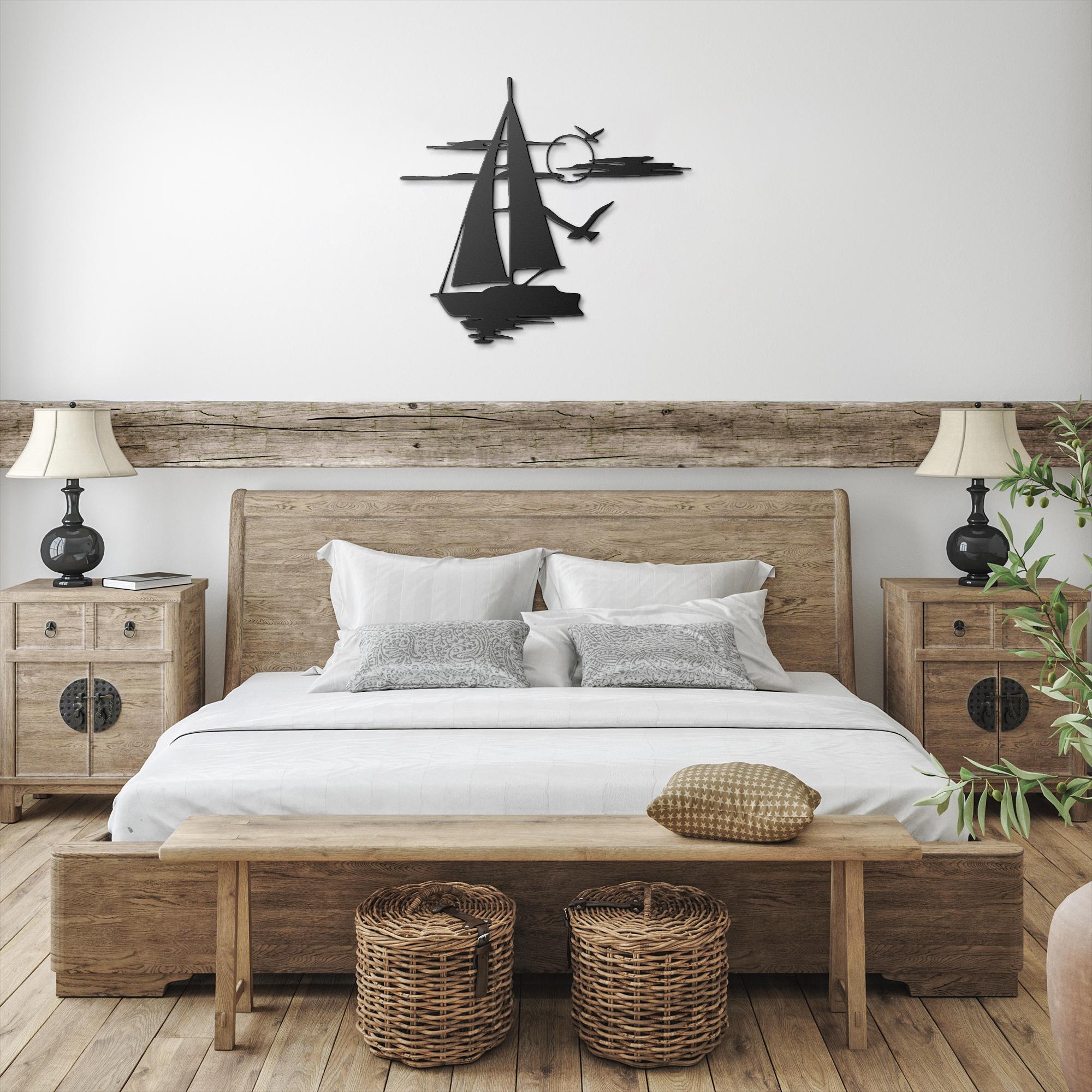 Sailboat Metal Wall Art – Nautical Metal Sign | Coastal Home Decor, Durable Steel Art