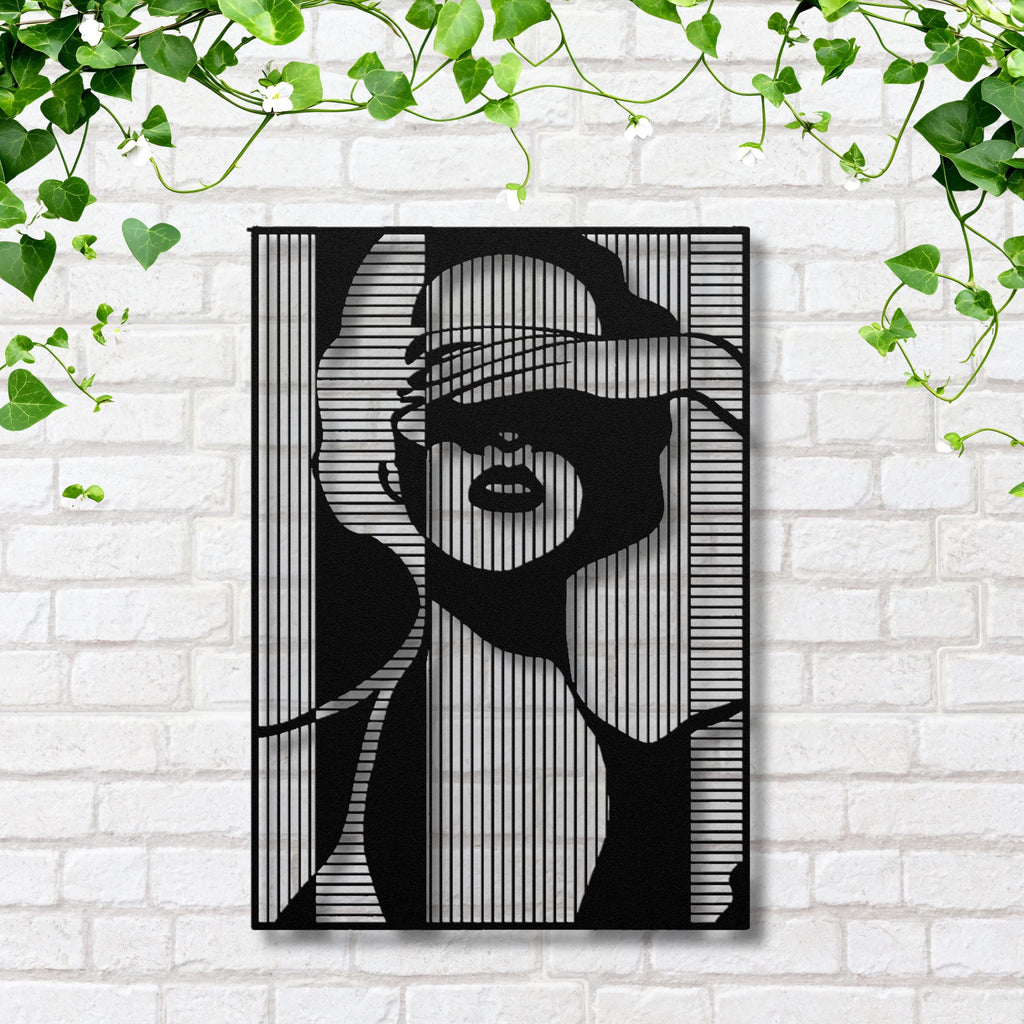 Abstract Woman Metal Wall Art, Minimalist Line Art Portrait