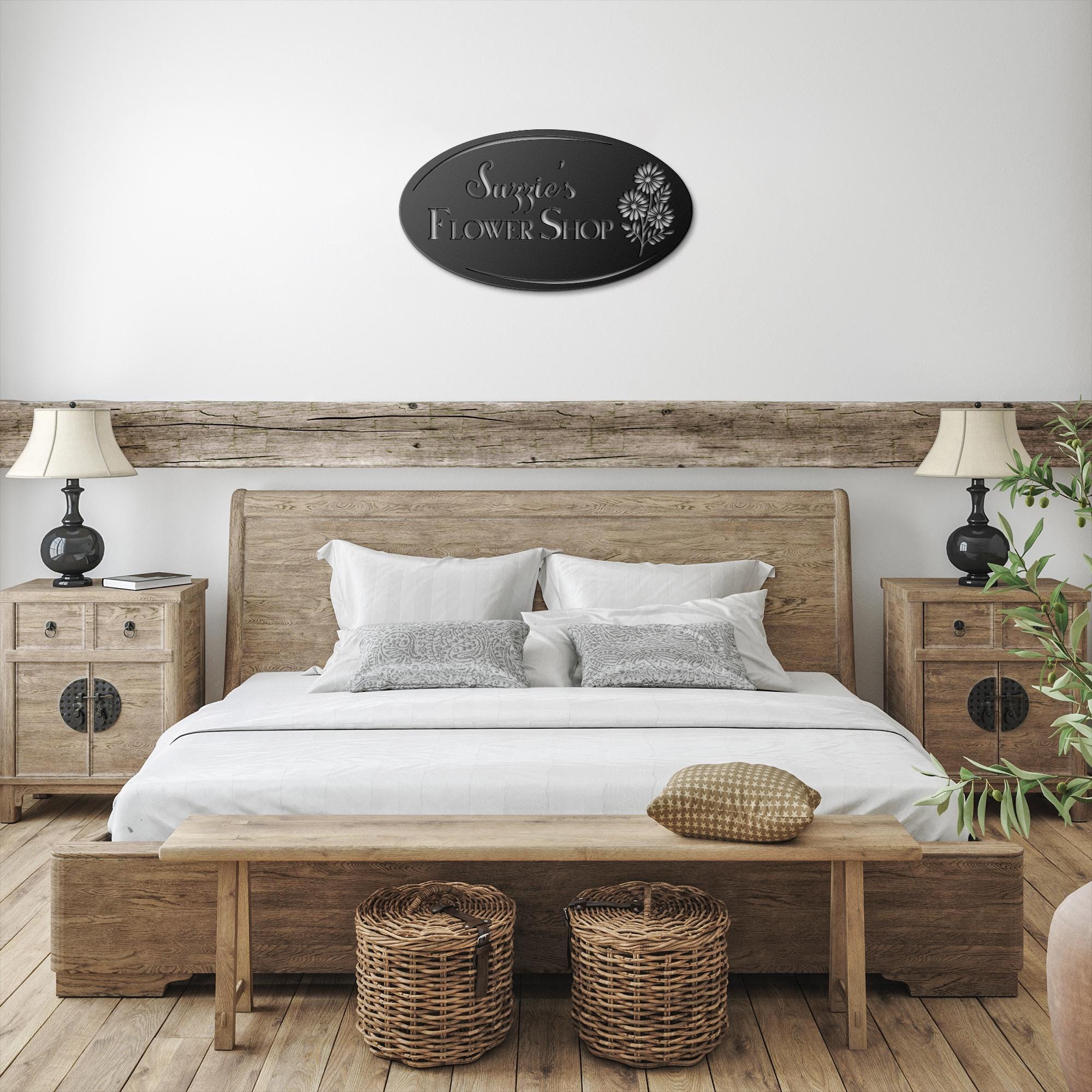 Custom Flower Shop Metal Sign: Personalized Oval Steel Decor