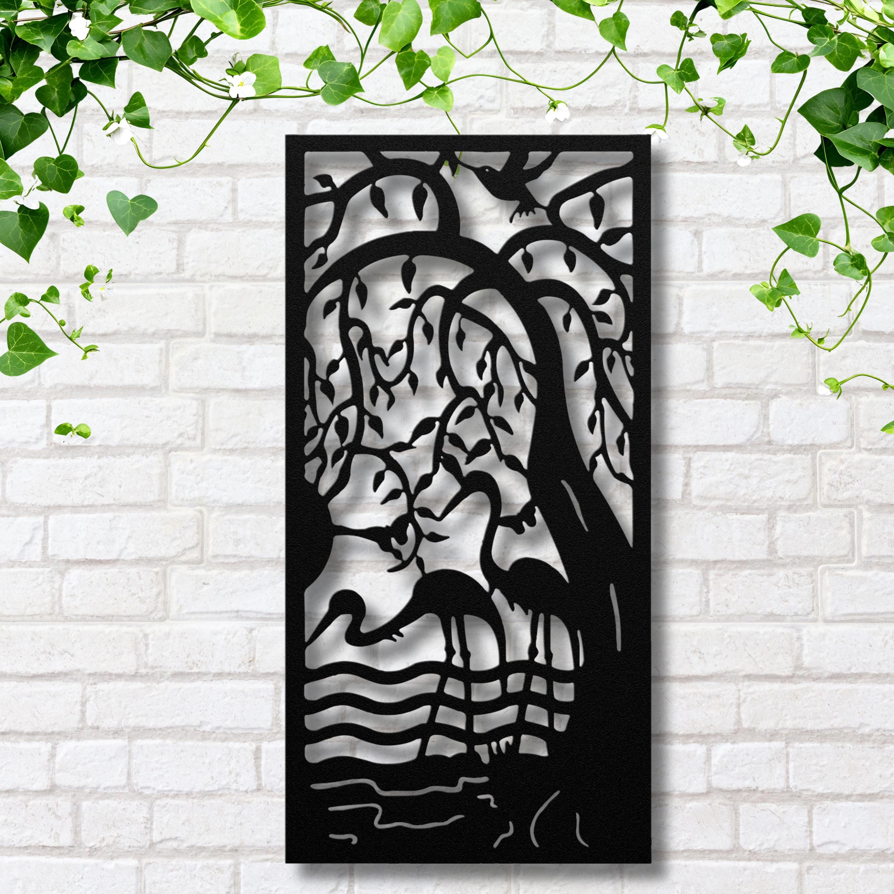 Cranes in Nature Metal Wall Art, Heron Wetland Sign, Bird Silhouette Decor, River Scene Gift