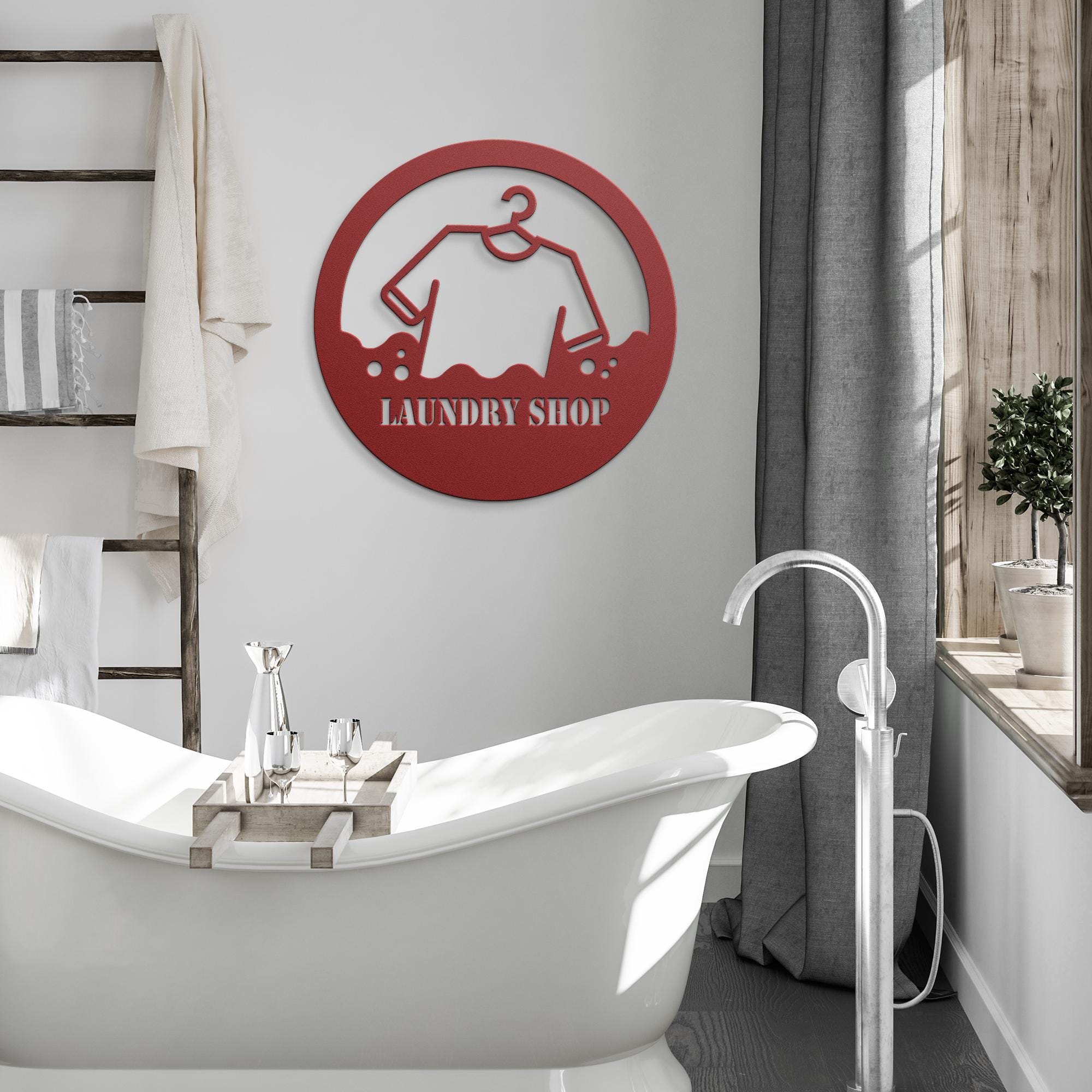 Custom Metal Laundry Business Logo Sign: Personalized Commercial Decor