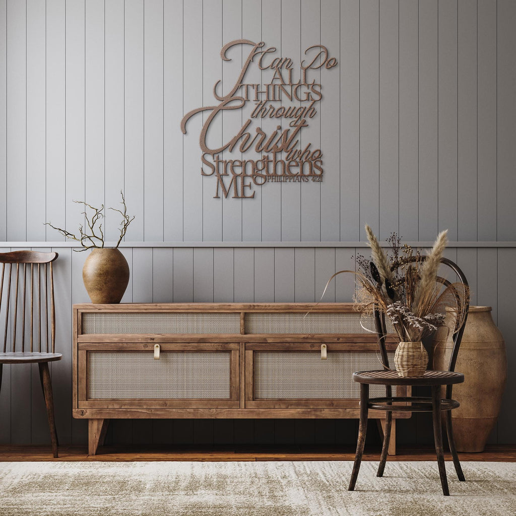 Philippians 4:13 Metal Sign, Christian Scripture Wall Art