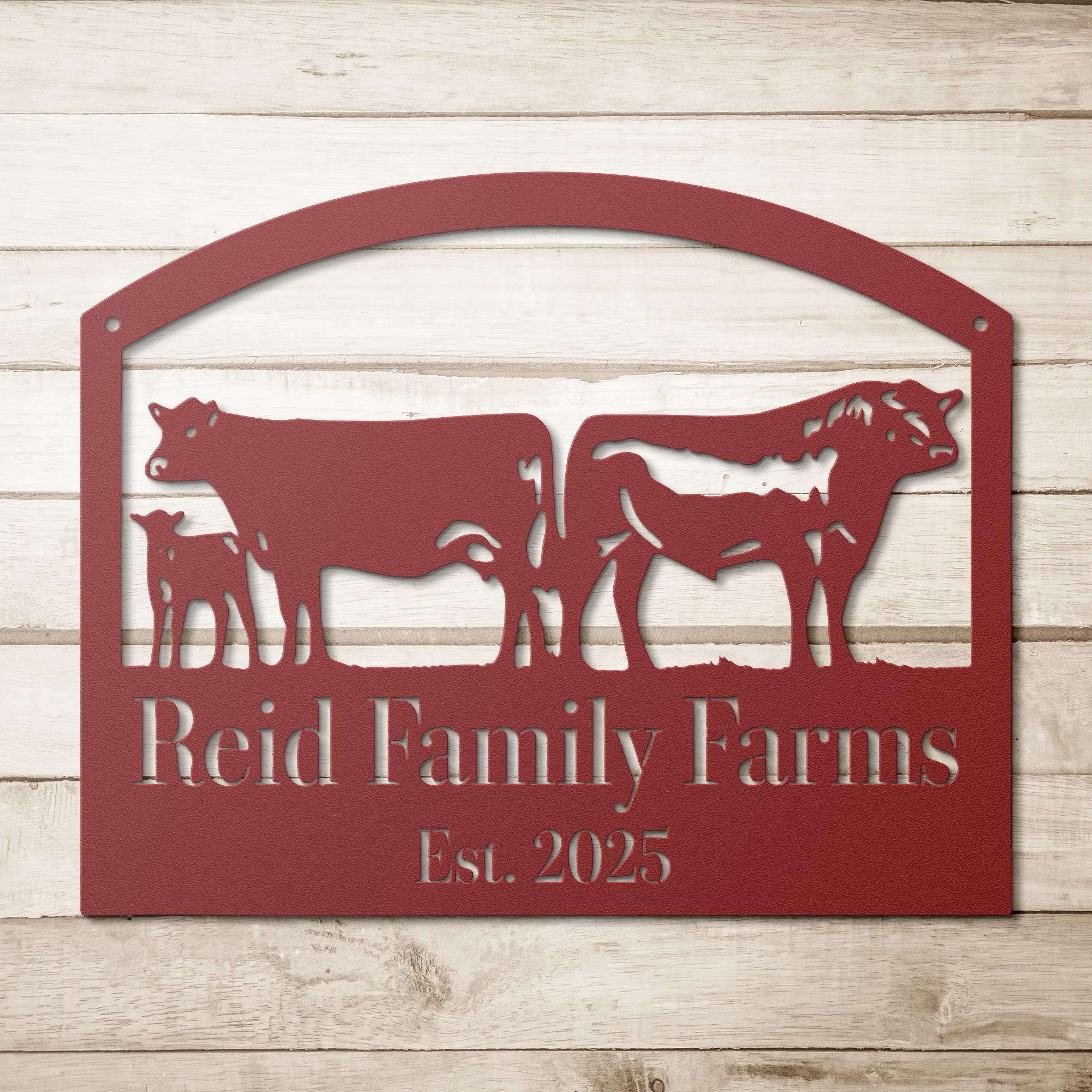 Personalized Cattle Farm Sign | Custom Cow Ranch Metal Art | Livestock Family Die-Cut | Established Date Barn Decor