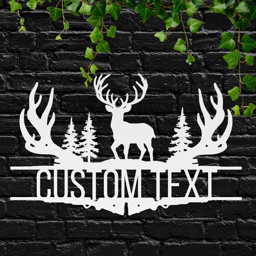 Personalized Deer Antler Metal Sign | Custom Hunting Cabin Decor | Rustic Woodland Hunter Gift