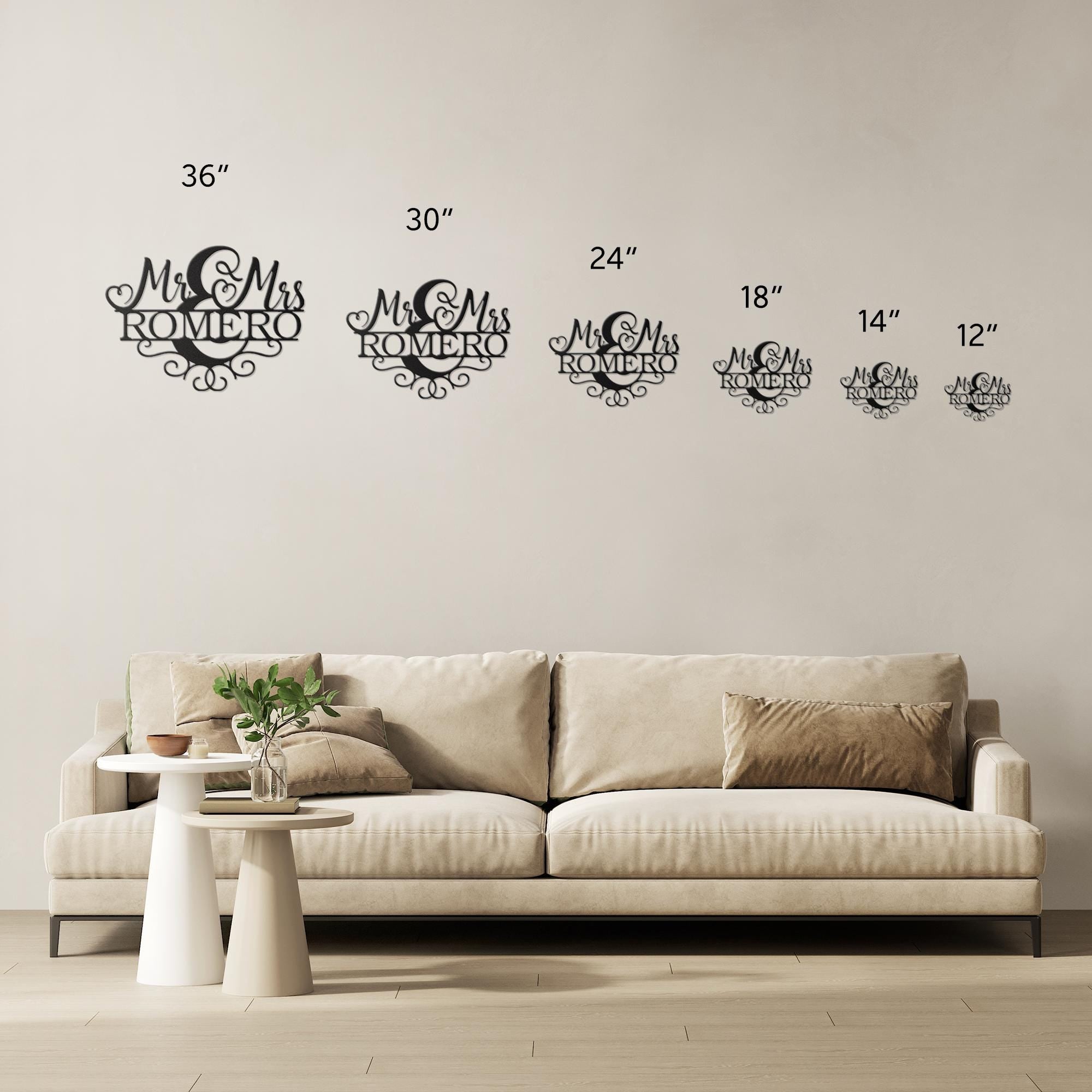 Personalized Mr & Mrs Metal Last Name Sign, Wedding Gift