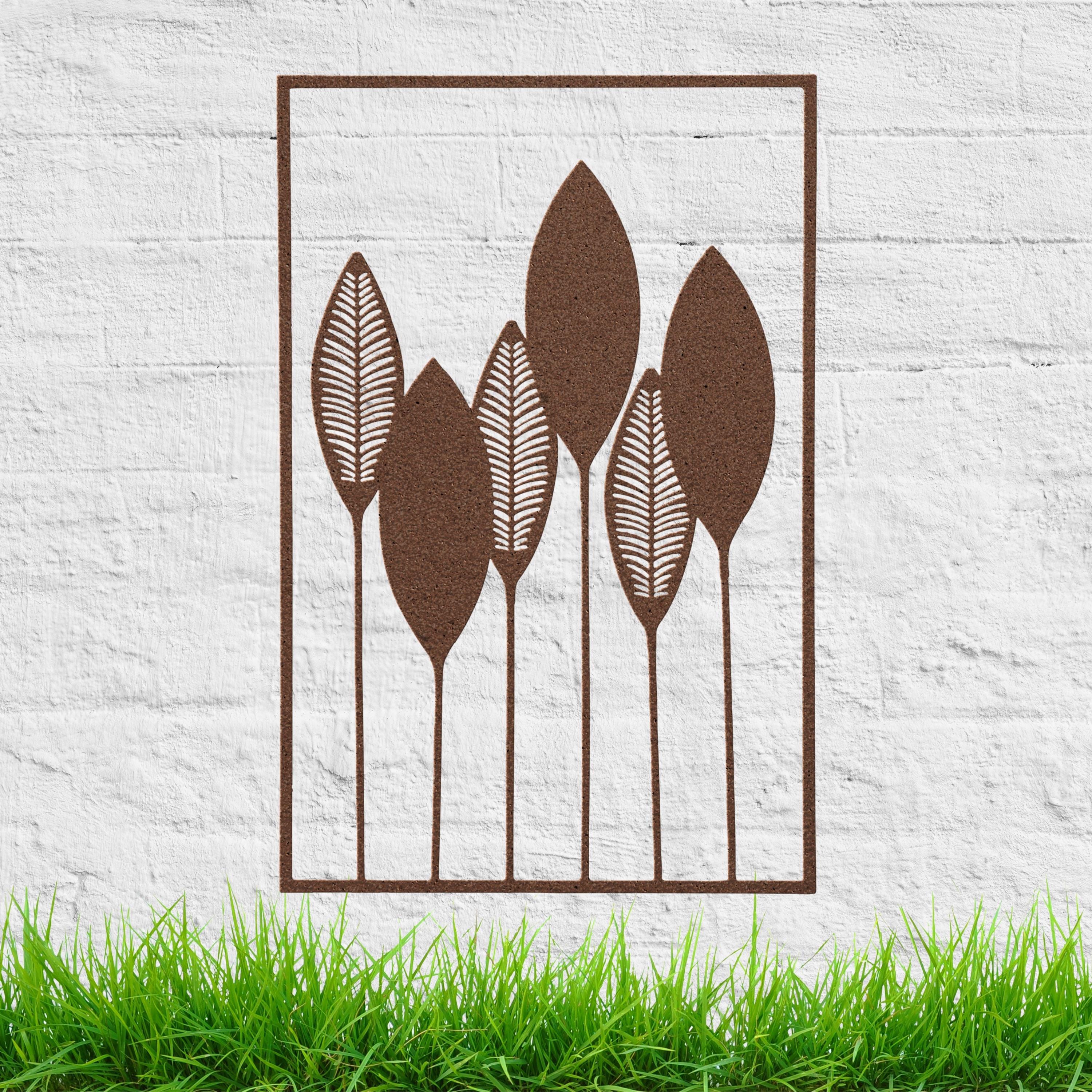 Modern Metal Leaf Wall Art, Minimalist Botanical Frame, Boho Metal Sign, Nature Home Decor