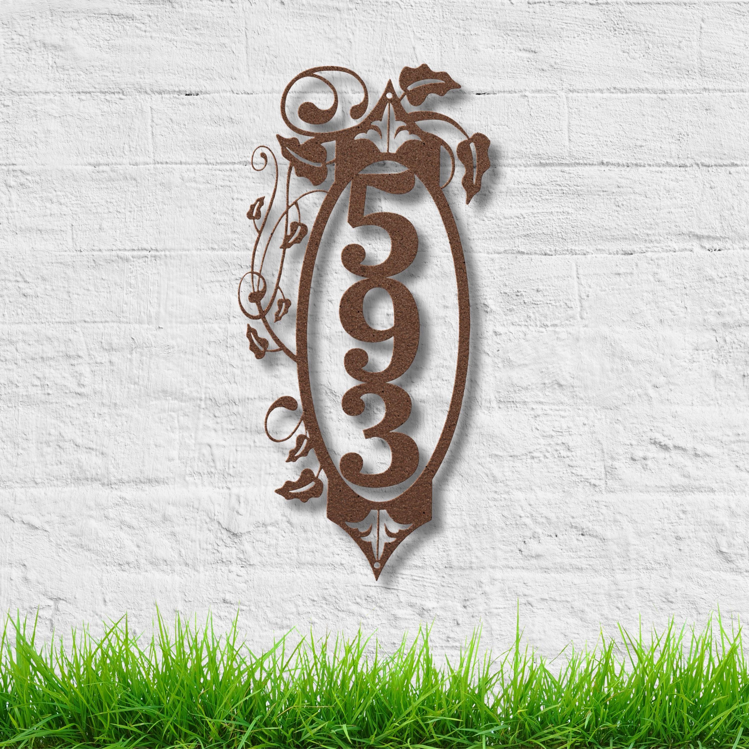 Metal House Number Sign - Custom Address Plaque | Vertical Metal Sign with Ivy Wall Decor