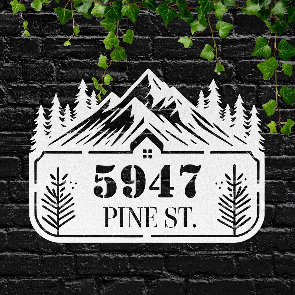 Personalized Metal Address Sign - Custom House Number Sign | Rustic Cabin Decor