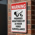 24 Hour Video Surveillance Sign, Security Warning Plaque, CCTV Monitored Sign