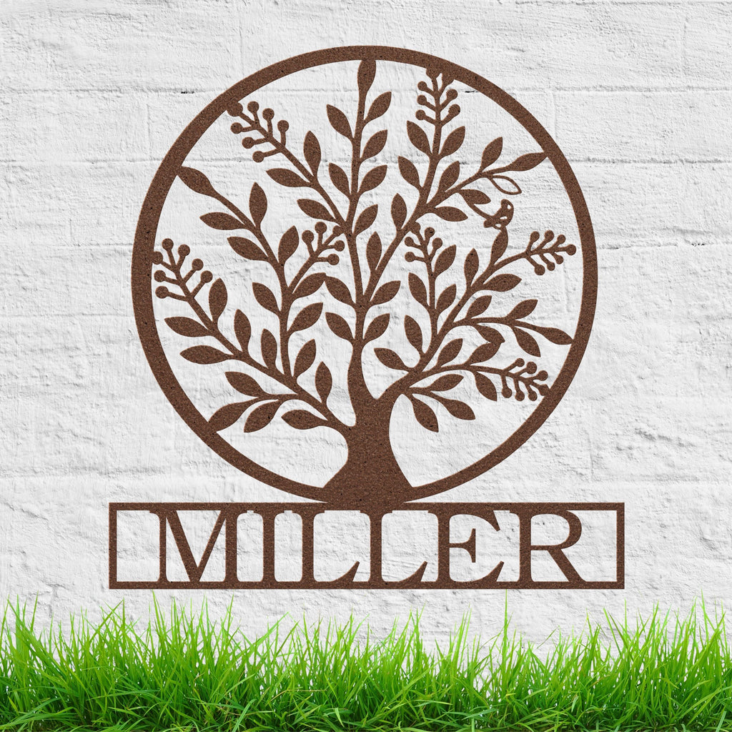 Personalized Family Tree Metal Sign, Custom Last Name Wall Art