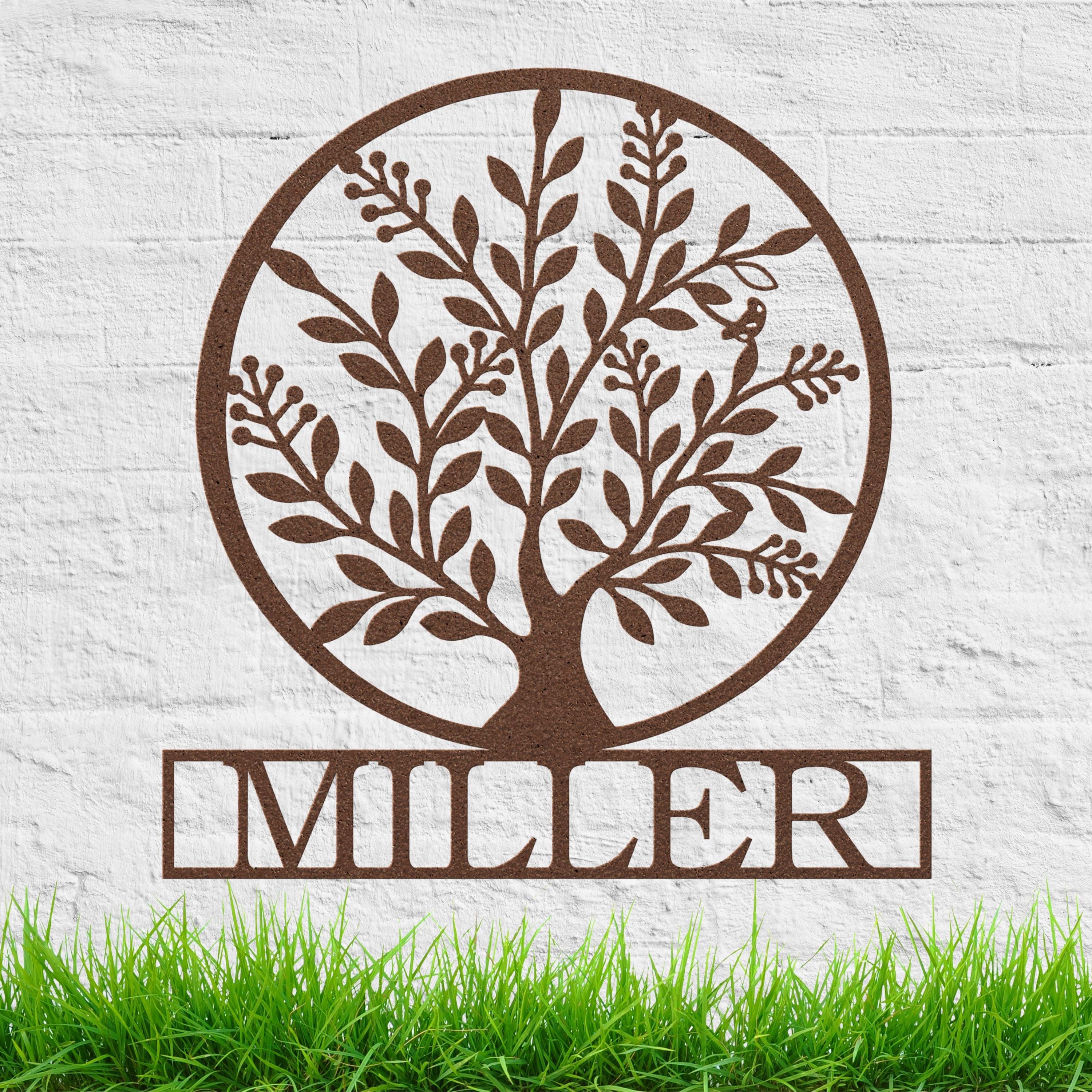 Personalized Family Tree Metal Sign, Custom Last Name Wall Art