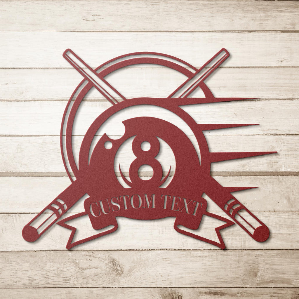 Personalized 8 Ball Metal Sign, Custom Pool Hall Decor
