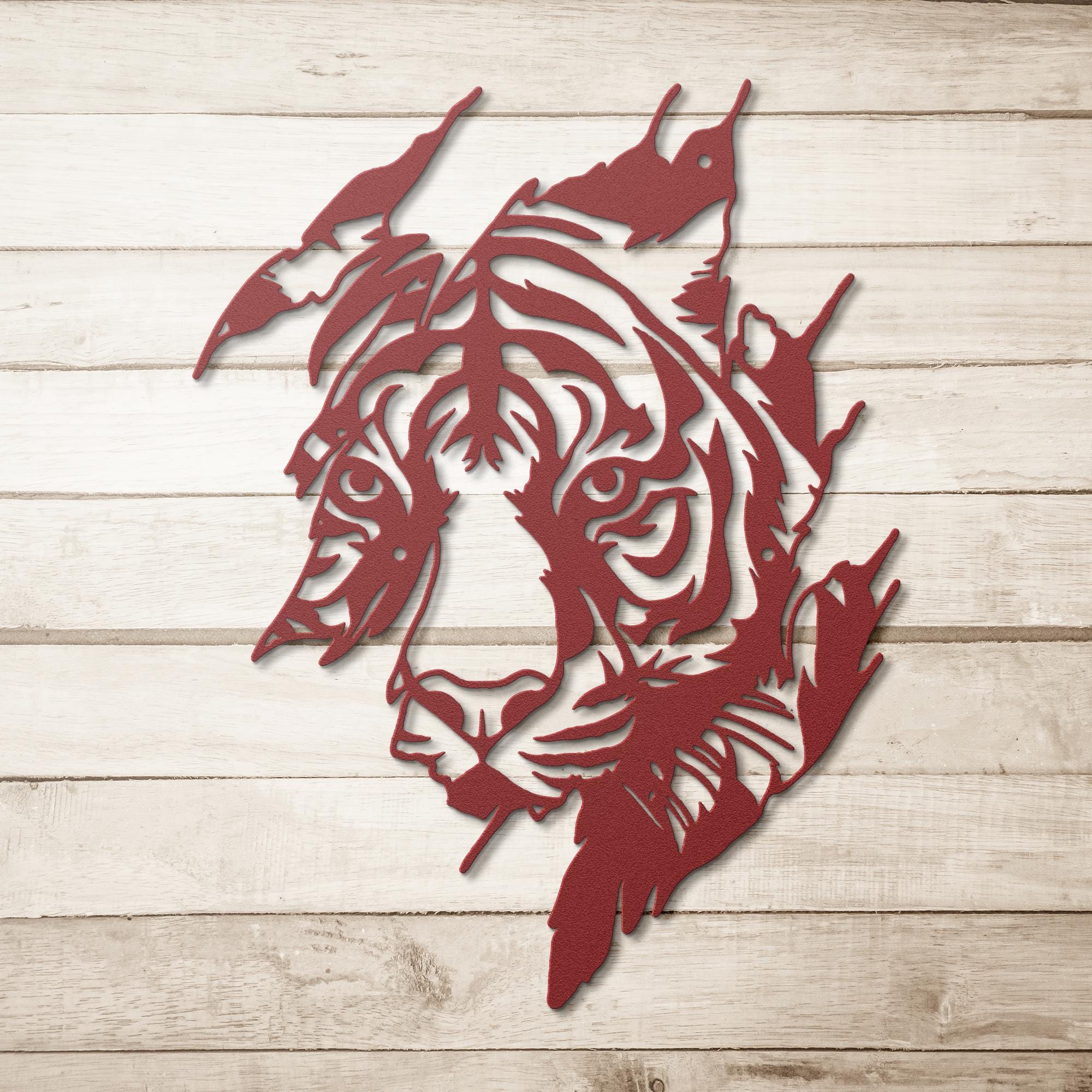 Tiger Metal Wall Art, Jungle Animal Home Decor, Wild Cat Die Cut Sign, Ripped Metal Wildlife Art, Safari Decor