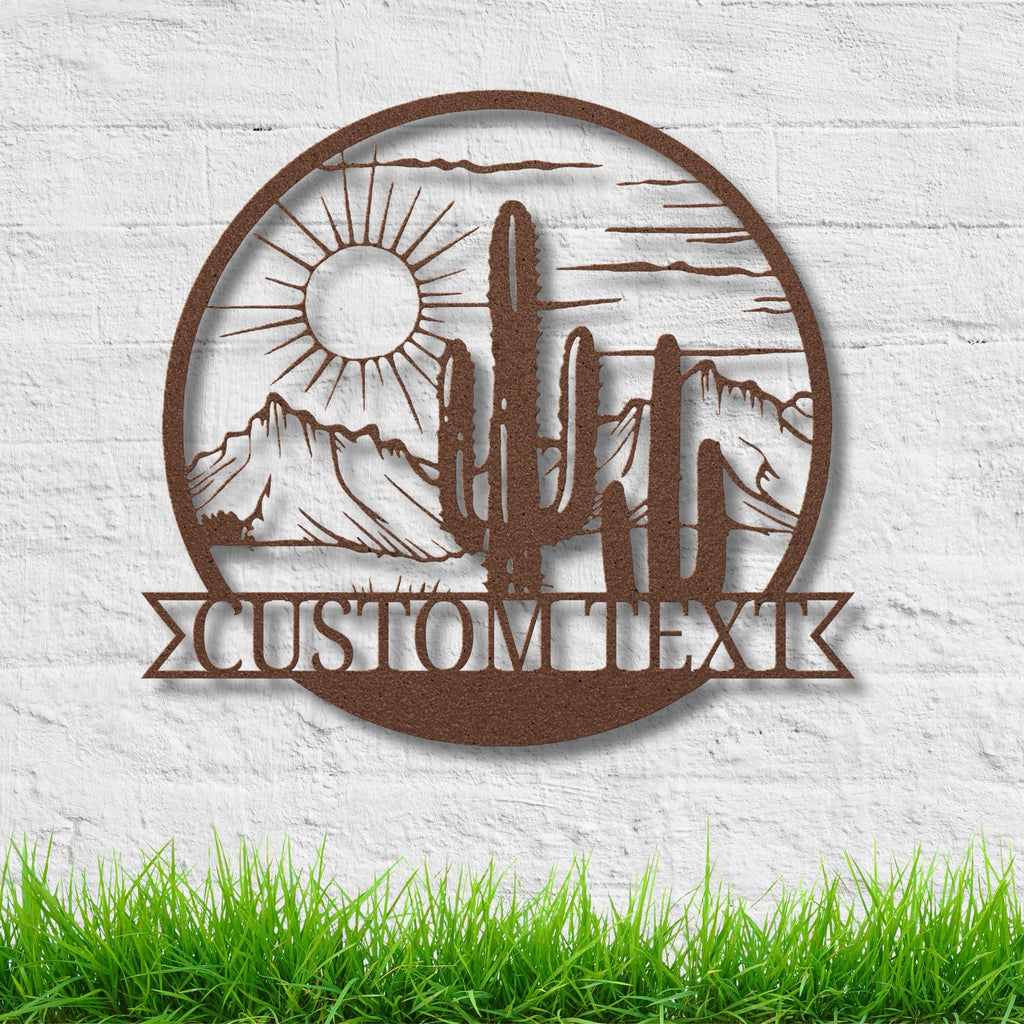 Custom Desert Metal Sign - Personalized Cactus & Saguaro Artwork for Southwest Wall Art