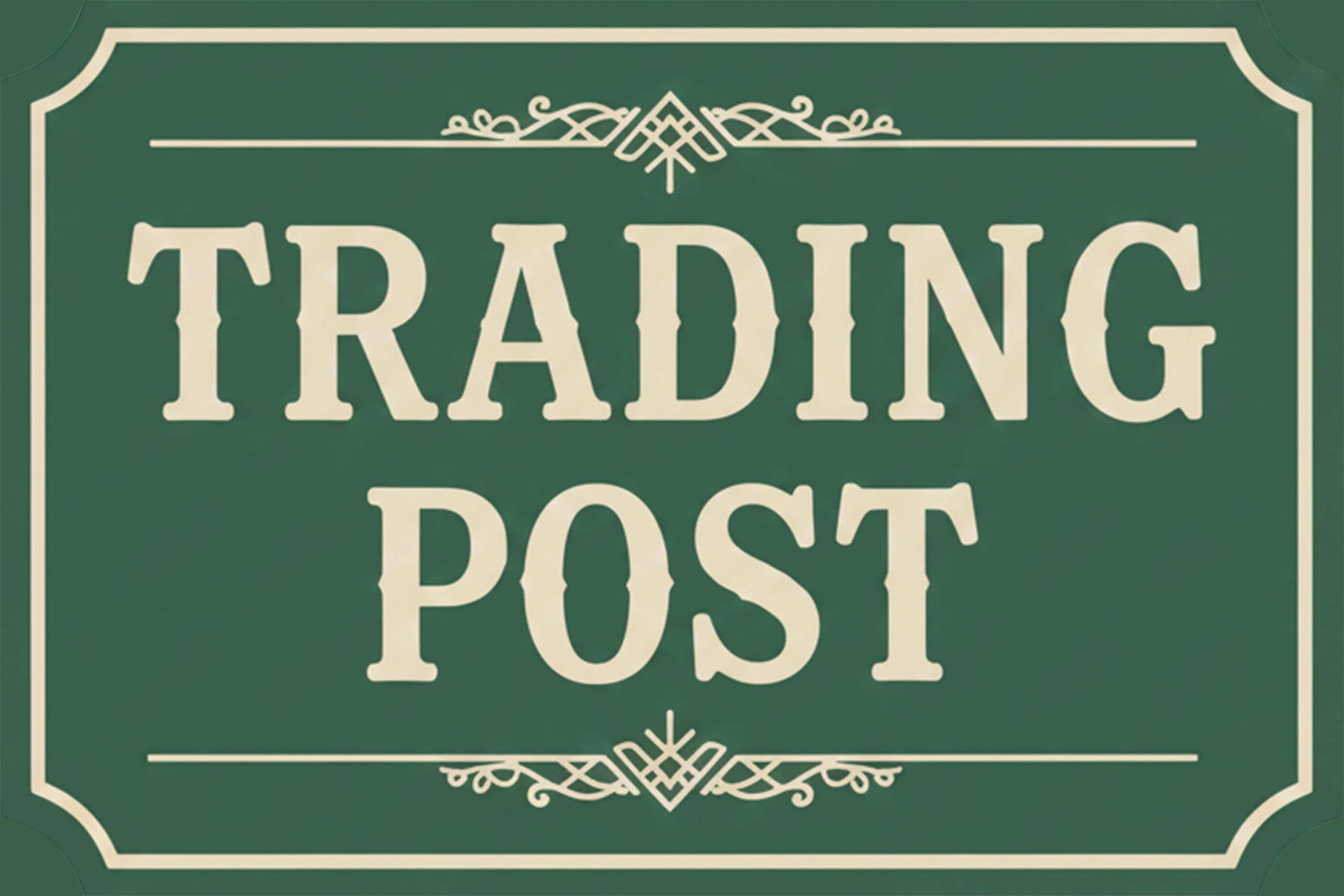 Rustic Trading Post Sign, General Store Vintage Metal Plaque, Cabin Lodge Home Decor