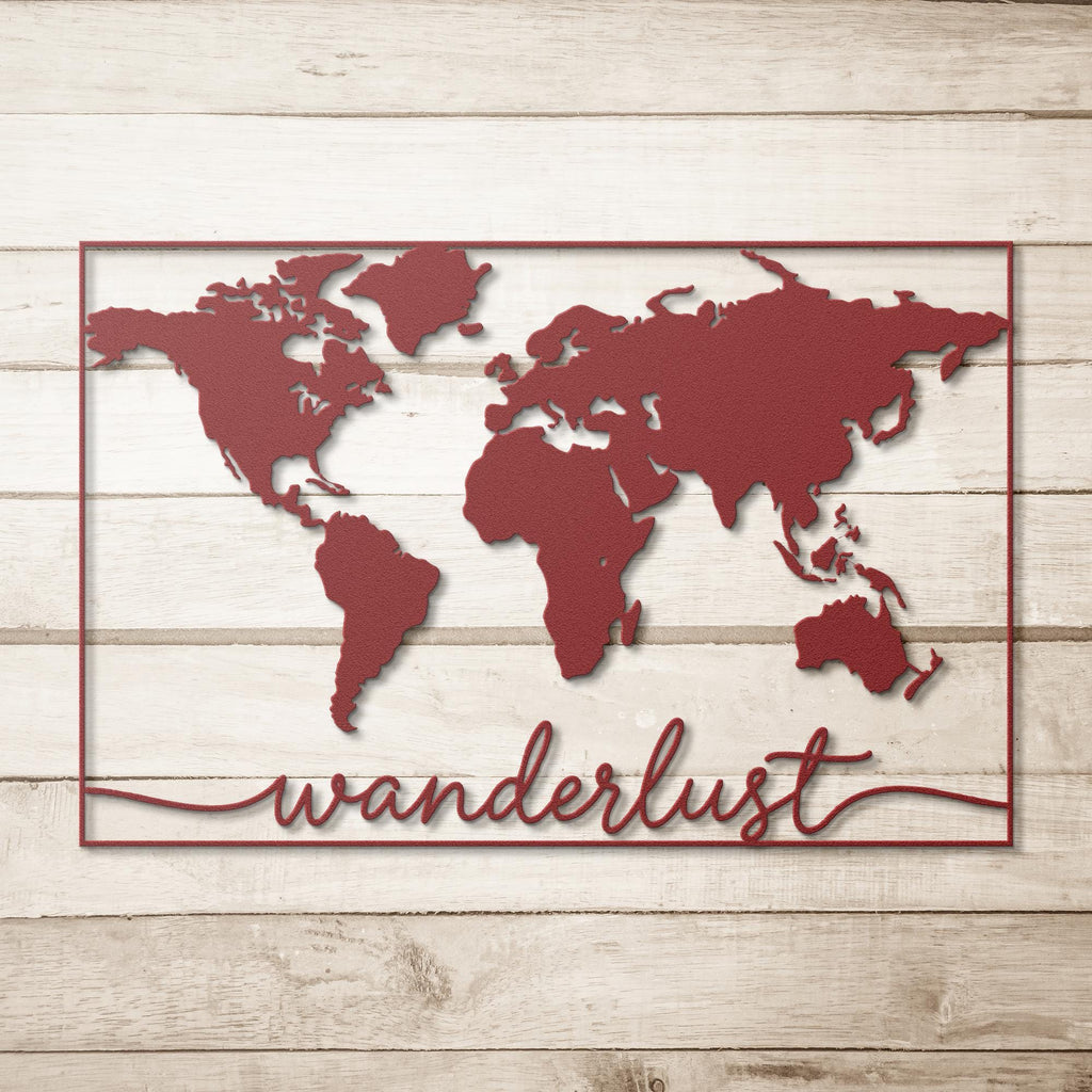 Wanderlust Metal Sign – Boho Travel Wall Decor | Custom Die Cut Art