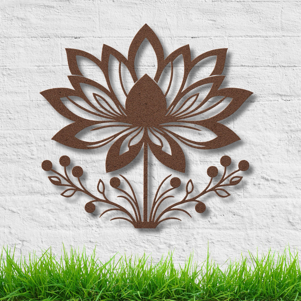 Lotus Flower Metal Art - Mandala Wall Art | Floral Metal Sign for Yoga Studio Decor