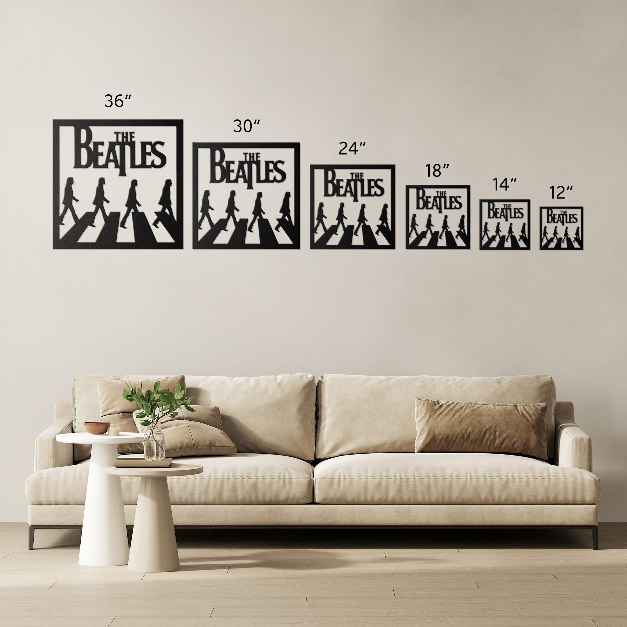 Beatles Abbey Road Art - Die Cut Silhouette Metal Wall Art for Music Room